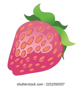 Icono del vector.  Diseño de alimentos de fresa adecuado para: Afiches, impresiones, sitios web, tarjetas, pegatinas e inserciones de planificadores, planificadores digitales, afiches, invitaciones, artículos de estacionamientos, material de reserva de cromos, etc.