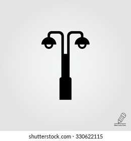 Vector icon of street lamp with double lantern