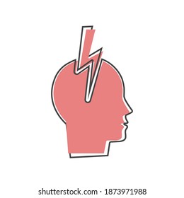 Vector icon stress in human on  cartoon style on white isolated background.