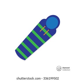 Vector icon of striped green and blue sleeping bag