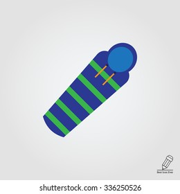 Vector icon of striped green and blue sleeping bag