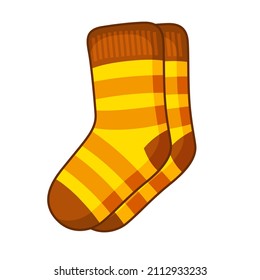 Vector icon striped socks. Funny element in a cartoon style