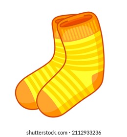 Vector icon striped socks. Funny element in a cartoon style