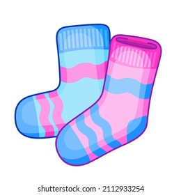 Vector icon striped socks. Funny element in a cartoon style