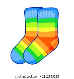 Vector icon striped socks. Funny element in a cartoon style