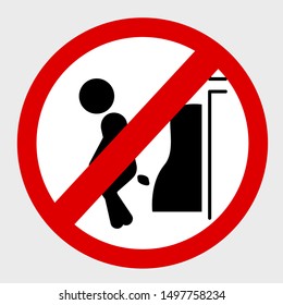 Vector, Icon Stye Prohibition Sign in toilet, do no pooping at urinoir, public restroom, at gray background

