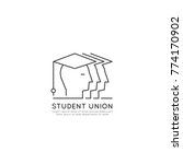 Vector Icon Style Concept Logo for Student Organization, School Union, College Group, Graduation, Isolated Minimalistic Illustration