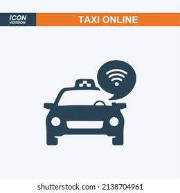 Concepto de tipo de icono vector de alquiler de un coche, compra de un taxi, seguimiento automático, aplicación móvil inteligente, conexión inalámbrica a un vehículo, señalización y seguridad