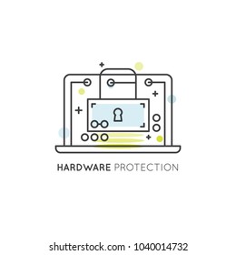 Vector Icon Style Illuetration Icon of Hardware Protection, Artificial Intelligence, Future Technologies, Encryption, Isolated Web Element