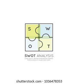 Vector Icon Style Illuetration Icon Of Swot Analysis With Puzzle Image 