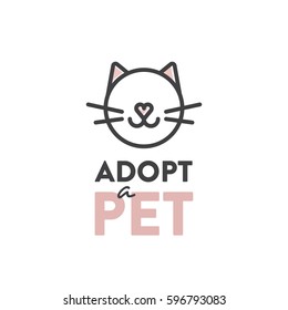 Vector Icon Style Illustration of Adopt a Pet Banner, New Owner, Domestic Animal Farm, Hotel, Isolated Minimalistic Object