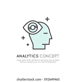 Vector Icon Style Illustration of Analytics, Management, Business Thinking Skill, Isolated Simple Template