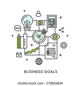 Vector Icon Style Illustration of Business goals and project management concept, to do list, useful tool, isolated background for web site