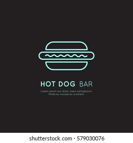 Vector Icon Style Illustration Card Neon Acid Logo of Fast Food Shop, Urban Place, Burrito, Burger, Sandwich or Hot Dog Bar, Simple Isolated Symbols for Web and Mobile App