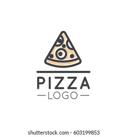 Vector Icon Style Illustration Card Cartoon Outline Logo of Fast Food Shop, Urban Place, Pizza, Pasta, Grill House, Simple Isolated Symbol for Web and Mobile App