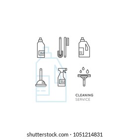 Vector Icon Style Illustration Concept Logo of Cleaning Service, Plumbing, Dishwashing, Household Company, Isolated Symbols for Web and Mobile