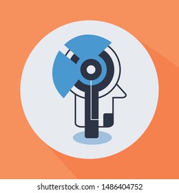 Vector Icon Style Illustration Concept of Machine Learning, Artificial Intelligence, Virtual Reality, Eye Tap Technology of Future