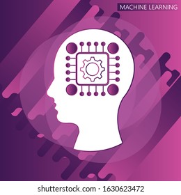 Vector Icon Style Illustration Concept of Machine Learning, Artificial Intelligence