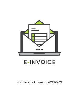 Vector Icon Style Illustration Concept of Electronic E-Invoice Mail Paper Inbox