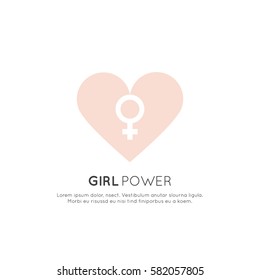 Vector Icon Style Illustration Concept of Feminism Movement, LGBT Society, Girl Power, Female Future Protest, Isolated Symbol for Web, Mobile or T-Shirt Design