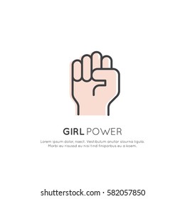 Vector Icon Style Illustration Concept of Feminism Movement, LGBT Society, Girl Power, Female Future Protest, Isolated Symbol for Web, Mobile or T-Shirt Design