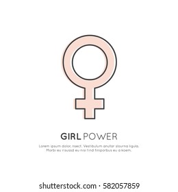 Vector Icon Style Illustration Concept of Feminism Movement, LGBT Society, Girl Power, Female Future Protest, Isolated Symbol for Web, Mobile or T-Shirt Design