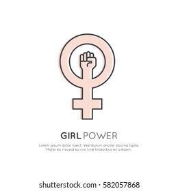 Vector Icon Style Illustration Concept of Feminism Movement, LGBT Society, Girl Power, Female Future Protest, Isolated Symbol for Web, Mobile or T-Shirt Design