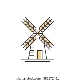 Vector Icon Style Illustration Concept Logo of Bakery, Mill, Bread Product, Store or Market, Isolated Symbols for Web and Mobile