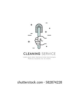 Vector Icon Style Illustration Concept Logo of Cleaning Service, Plumbing, Dishwashing, Household Company, Isolated Symbols for Web and Mobile