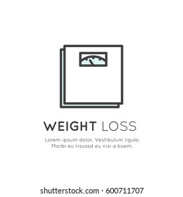 Vector Icon Style Illustration Concept Logo of Scales, Weight Loss, Healthy Lifestyle Diet Concept, Isolated Symbols for Web and Mobile