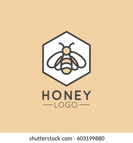 Vector Icon Style Illustration Concept Logo of Bee Farm, Honey Product, Store or Market, Isolated Symbols for Web and Mobile