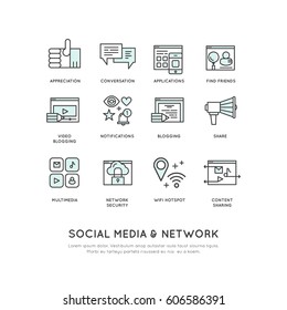 Vector Icon Style Illustration Concept of Social Network Connection, Like, Share, Follow, Notification, Watch, Mobile and Desktop Application Development