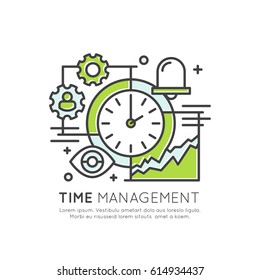 Vector Icon Style Illustration Concept of Time Project Management, Deadline, Isolated Modern Symbol