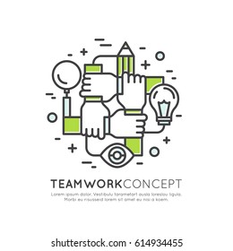 Vector Icon Style Illustration Concept Of Cooperation Teamwork, Group, Partnership, Isolated Modern Symbol