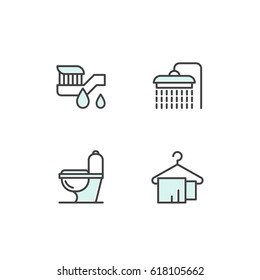 Vector Icon Style Illustration Concept of Bathroom Items, Isolated Object