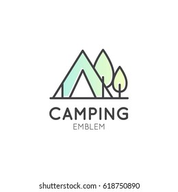 Vector Icon Style Illustration Concept of Camping Outdoor Activity Company App for Web and Mobile, Isolated Object