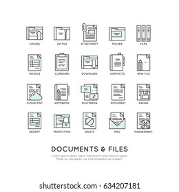 Vector Icon Style Illustration Concept of  File Folder and Document Types Cloud Control Management, Mobile and Desktop Application Development