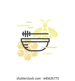 Vector Icon Style Illustration Concept Logo of Bee Farm, Honey Product, Store or Market, Isolated Symbols for Web and Mobile