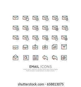Vector Icon Style Illustration Concept of Email Box Envelope Letter, Message Delivery Communication Tool, Isolated Symbols for Web and Mobile