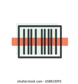 Vector Icon Style Illustration Concept of Barcode Symbol Package, Scanner Machine Process, Isolated Symbols for Web and Mobile