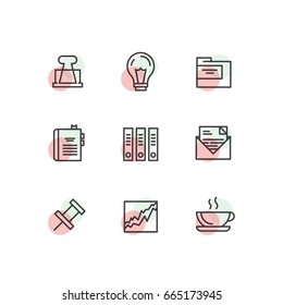 Vector Icon Style Illustration Concept of Office Items, Mobile and Desktop Application Development