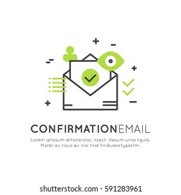 Vector Icon Style Illustration of Confirmation Email Notification or Push Message, Newsletter Information Post, Isolated Object