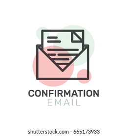 Vector Icon Style Illustration of Confirmation Email Notification or Push Message, Newsletter Information Post, Isolated Object