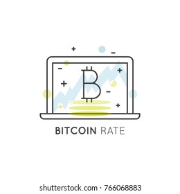 Vector Icon Style Illustration of Cryptocurrency as Alternative Digital Currency, Bitcoin Growth and Rates
