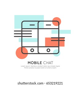 Vector Icon Style Illustration of Development, Message Online Chat, Isolated Element Background for Web and Mobile