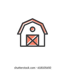 Vector Icon Style Illustration Farm House, Isolated Cartoon Object