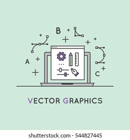 Vector Icon Style Illustration of Vector Graphics and Design Creation Process