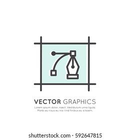 Vector Icon Style Illustration of Vector Graphics and Design Creation Process