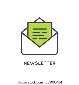 Vector Icon Style Illustration of Internet E-Mail or Regular Mail Marketing and Promotion Process Concept