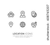 Vector Icon Style Illustration Logo Set of Geo Location Tag, Proximity, Global Network Connection, Location Identification, Isolated Minimalistic Object